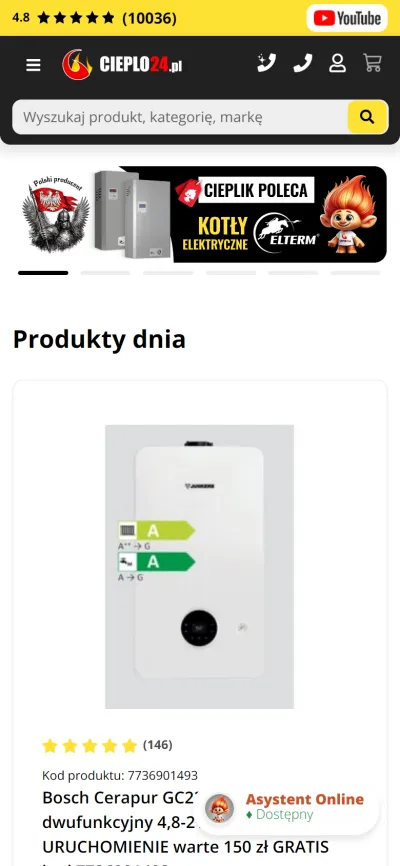 Mobile version of the Ciepło24.pl website
