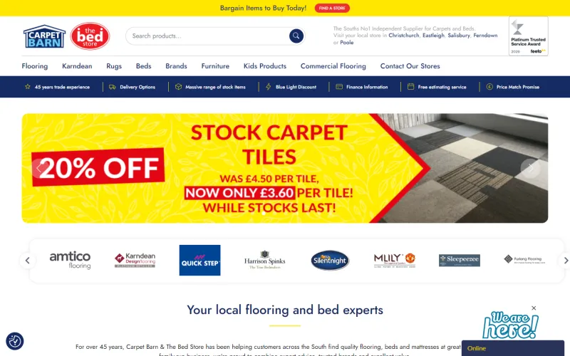 Strona główna Carpets & Beds na ekranie laptopa