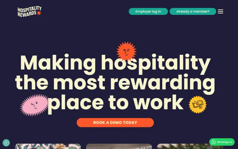 Hospitality Rewards home page on a laptop screen