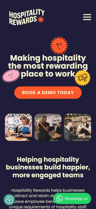 Mobile version of the Hospitality Rewards website