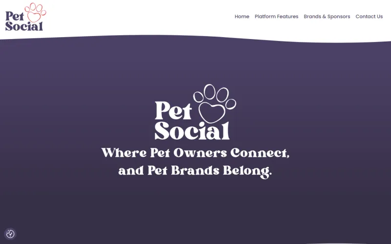 Pet Social home page on a laptop screen
