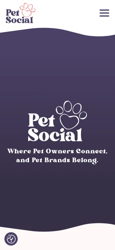 Mobile version of the Pet Social website