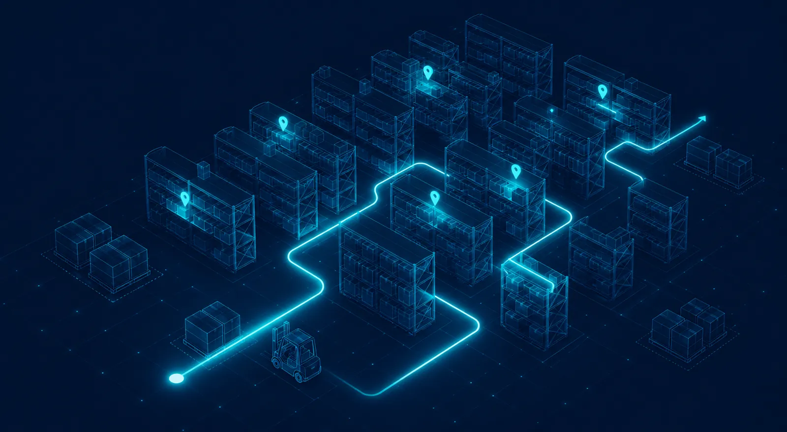 WMS illustration - picking route in a warehouse
